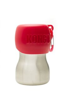 kong h2o stainless steel water bottle (280ml/9.5oz) with drinking bowl lid- red