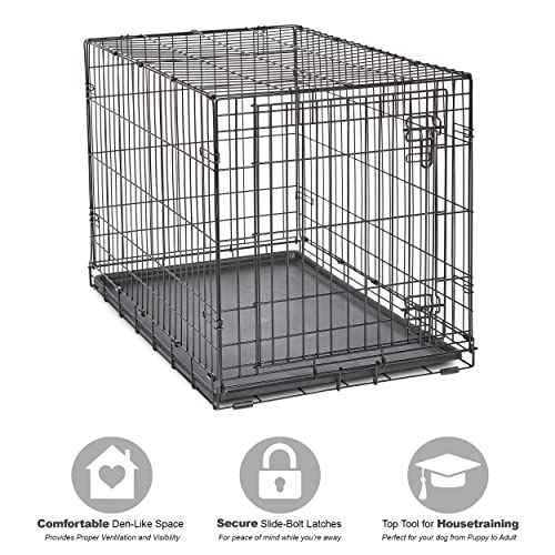 MidWest Homes for Pets Newly Enhanced Single & Double Door New World Dog Crate, Includes Leak-Proof Pan, Floor Protecting Feet, & New Patented Features