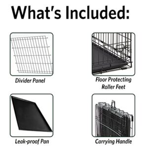 MidWest Ultima Pro Series 36" Dog Crate | Extra-Strong Double Door Folding Metal Dog Crate w/Divider Panel, Floor Protecting "Roller Feet" & Leak-Proof Plastic Pan