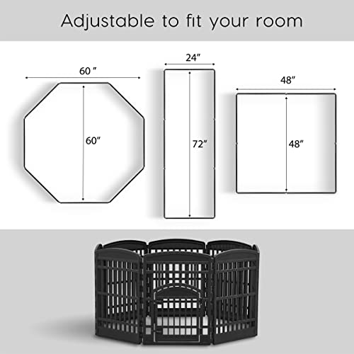 IRIS USA 34" Exercise 8-Panel Pet Playpen with Door, Dog Playpen, for Medium and Large Dogs, Keep Pets Secure, Easy Assemble, Fold It Down, Easy Storing, Customizable, Black