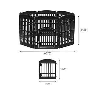 IRIS USA 34" Exercise 8-Panel Pet Playpen with Door, Dog Playpen, for Medium and Large Dogs, Keep Pets Secure, Easy Assemble, Fold It Down, Easy Storing, Customizable, Black