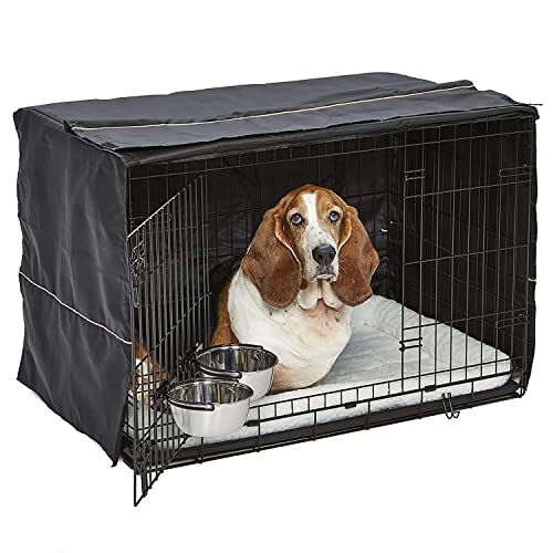 iCrate Dog Crate Starter Kit | 36-Inch Dog Crate Kit Ideal for Medium/Large Dogs (weighing 41 - 70 Pounds) || Includes Dog Crate, Pet Bed, 2 Dog Bowls & Dog Crate Cover