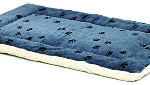 Reversible Paw Print Pet Bed in Blue / White, Dog Bed Measures 35L x 21.5W x 3.5H for Intermediate Size Dogs, Machine Wash