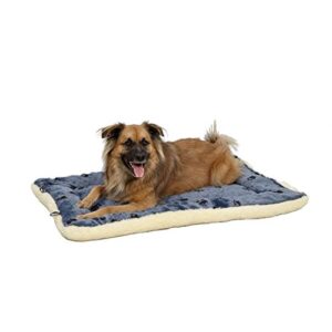 Reversible Paw Print Pet Bed in Blue / White, Dog Bed Measures 35L x 21.5W x 3.5H for Intermediate Size Dogs, Machine Wash