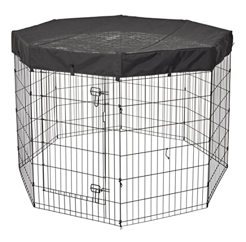 MidWest Homes for Pets Octagon Exercise Pen Fabric Mesh Top,Black