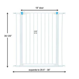 Pet Gate | 39" High Walk-thru Steel Pet Gate by 29" to 38" Wide in Soft White w/ Glow Frame, X-Tall