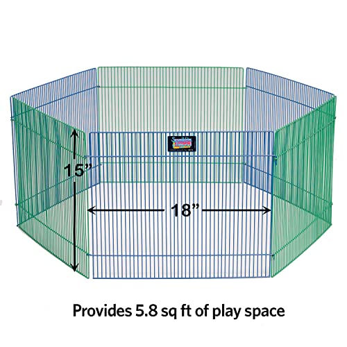 Small Animal Pet Playpen /Exercise Pen, Blue and Green,1 Count (Pack of 1), Small Animal Playpen.