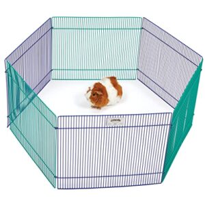 Small Animal Pet Playpen /Exercise Pen, Blue and Green,1 Count (Pack of 1), Small Animal Playpen.