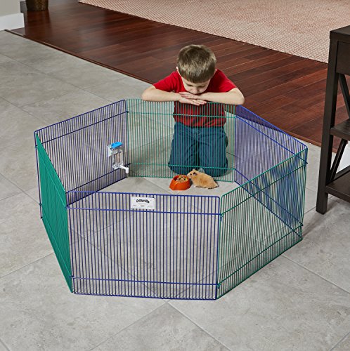 Small Animal Pet Playpen /Exercise Pen, Blue and Green,1 Count (Pack of 1), Small Animal Playpen.