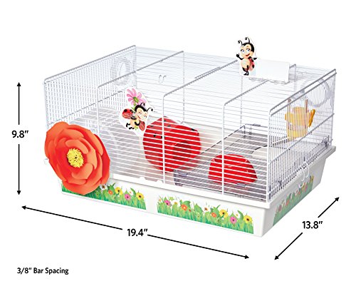 MidWest Homes for Pets Hamster Cage | Lovely Ladybug Theme | Accessories & Decals Included