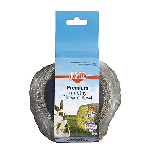 Kaytee Premium Timothy Hay Chew-A-Bowl for Rabbits, Guinea Pigs, and Chinchillas