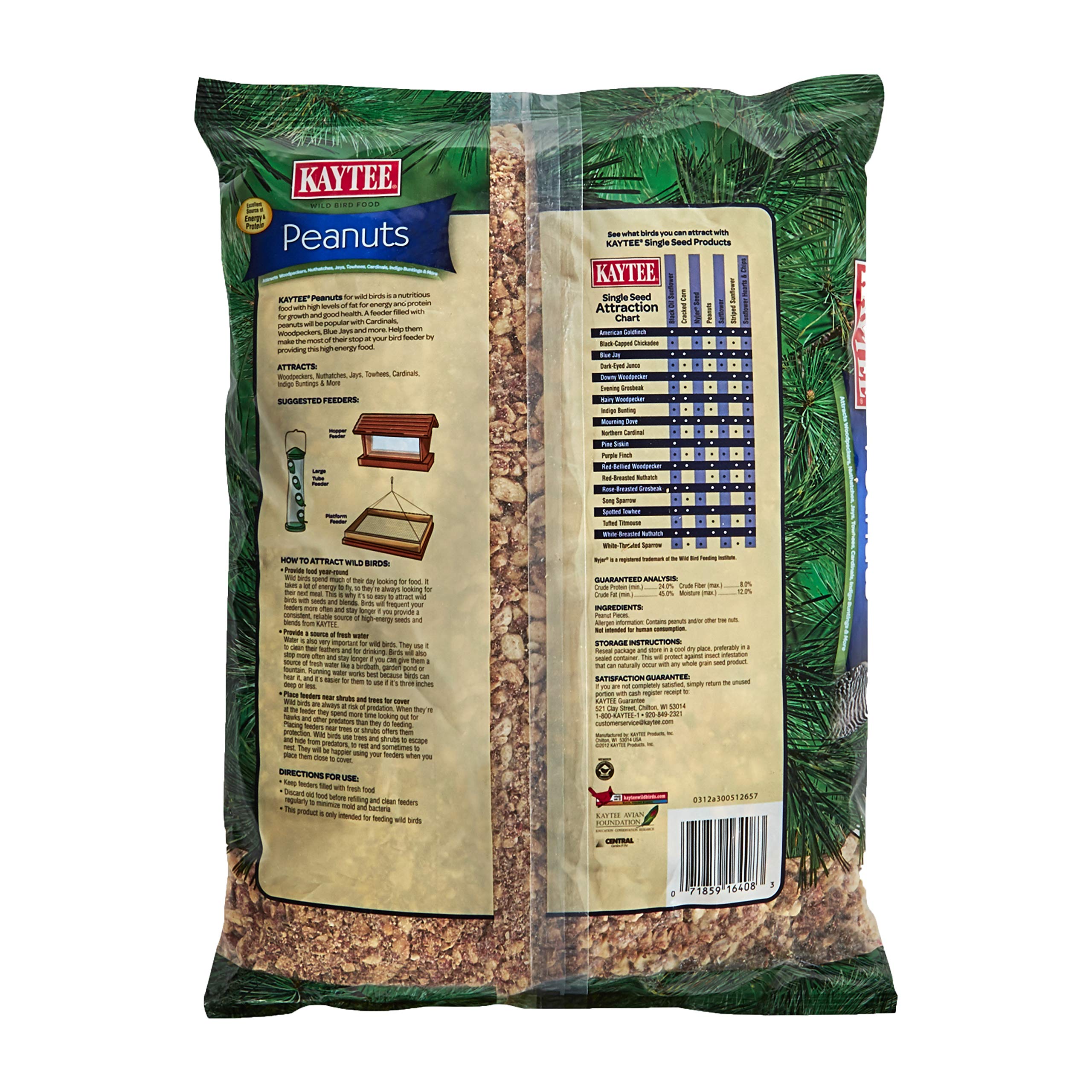 Kaytee Shelled Peanuts For Woodpeckers, Nuthatches, Jays, Towhees, Cardinals, Indigo Buntings & Other Wild Birds, 5 Pound