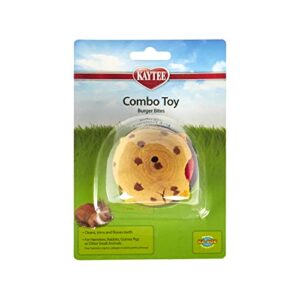 kaytee combo toy, crispy & wood hamburger for pet rabbits, hamsters, guinea pigs, and other small animals, 6.5 inches