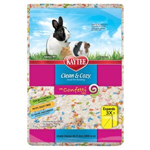 kaytee clean & cozy confetti bedding for pet guinea pigs, rabbits, hamsters, gerbils, and chinchillas, 49.2 liters