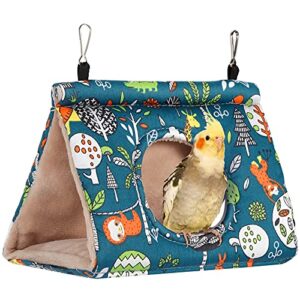 winter warm bird nest house bird bed, bird hut hideaway for cage, plush fluffy shed hut hanging hammock finch cage sleeping bed snuggle tent for budgies, lovebird, parrot, parakeets, cockatiels