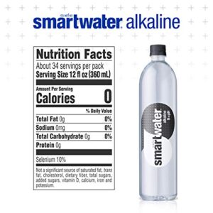 smartwater Alkaline Water 9+Ph, Vapor Distilled Premium Water, 33.8 Fl Oz (Pack Of 6)