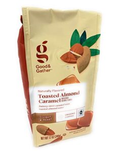 naturally flavored toasted almond caramel light roast ground coffee – 12oz (one package)