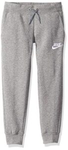 nike girls nsw pe pant, carbon heather/white, x-small