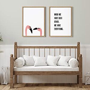 Kate and Laurel Sylvie When We Have Each Other Framed Canvas Wall Art by Maggie Price of Hunt and Gather Goods, 18x24 Natural, Inspirational Art for Wall