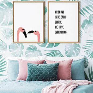 Kate and Laurel Sylvie When We Have Each Other Framed Canvas Wall Art by Maggie Price of Hunt and Gather Goods, 18x24 Natural, Inspirational Art for Wall