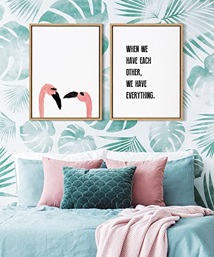 Kate and Laurel Sylvie When We Have Each Other Framed Canvas Wall Art by Maggie Price of Hunt and Gather Goods, 18x24 Natural, Inspirational Art for Wall