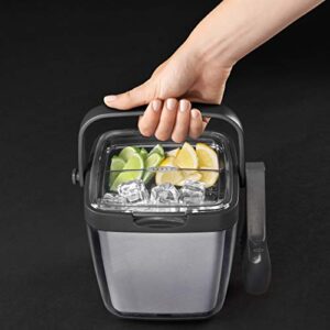 OXO Good Grips Double Wall Ice Bucket with Tongs and Garnish Tray,Gray