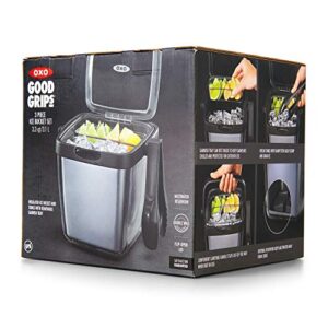 OXO Good Grips Double Wall Ice Bucket with Tongs and Garnish Tray,Gray