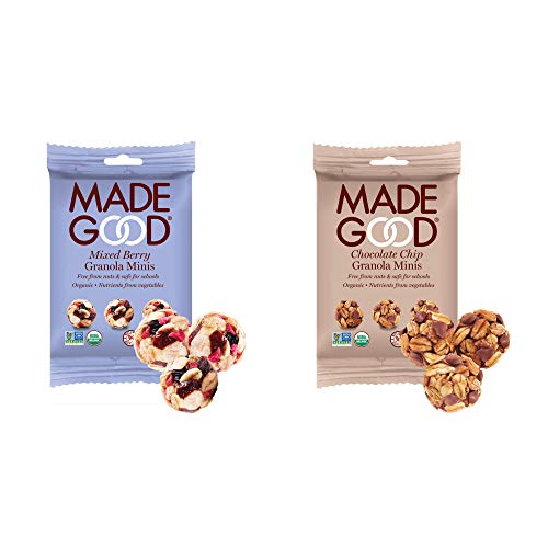 MadeGood Granola Minis Club Pack (20 ct, 0.85 oz. each); 10 Bags Chocolate Chip and 10 Bags Mixed Berry Granola Minis; Vegan, Gluten-Free, Allergy-Friendly, Organic, Non-GMO Snacks