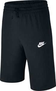 nike sportswear boys’ jersey shorts, black/white, large