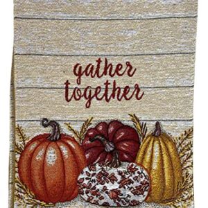Northeast Home Goods Harvest Tapestry Autumn Fall Table Runner, 13-Inch x 72-Inch (Gather Together Multicolor Pumpkins)