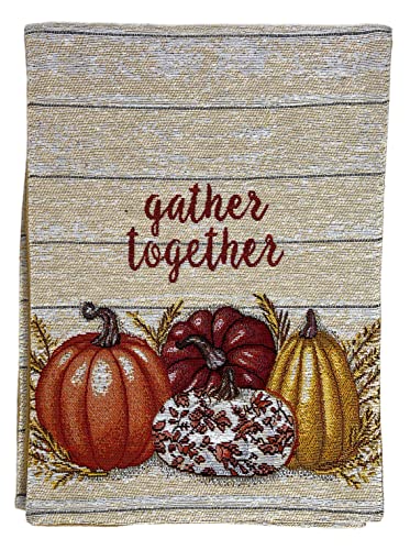 Northeast Home Goods Harvest Tapestry Autumn Fall Table Runner, 13-Inch x 72-Inch (Gather Together Multicolor Pumpkins)