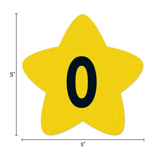 Really Good Stuff Carpet Mark-Its – Numbers 0-25, 5” by 5” (Set of 26) – Star-Shaped Yellow Carpet Spots - Assign Floor Seating, Play Games – Durable, No-Slide Back