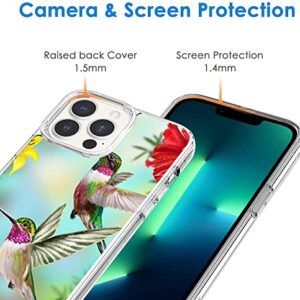 Compatible with iPhone 12 Case iPhone 12 Pro Case, Cute Hummingbirds Gather Honey Shockproof Clear Design Pattern Slim Soft Protective Case