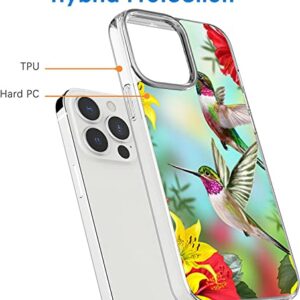 Compatible with iPhone 12 Case iPhone 12 Pro Case, Cute Hummingbirds Gather Honey Shockproof Clear Design Pattern Slim Soft Protective Case