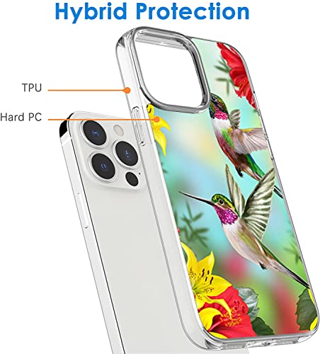Compatible with iPhone 12 Case iPhone 12 Pro Case, Cute Hummingbirds Gather Honey Shockproof Clear Design Pattern Slim Soft Protective Case