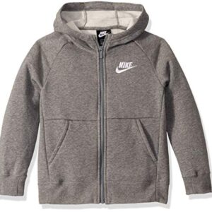 Nike Girl's NSW Full Zip Hoodie, Carbon Heather/White, X-Large