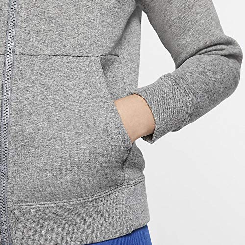 Nike Girl's NSW Full Zip Hoodie, Carbon Heather/White, X-Large