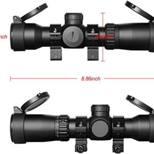 MA3TY 1.5-5x32 Crossbow Scope, 20-100 Yards Ballistic Reticle, 300-425 FPS Speed Adjustment,Second Focal Plane,Crossbow Scopes,2 Retical Illuminated Compact Optics, W/Rings