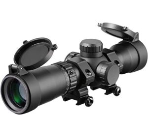 ma3ty 1.5-5×32 crossbow scope, 20-100 yards ballistic reticle, 300-425 fps speed adjustment,second focal plane,crossbow scopes,2 retical illuminated compact optics, w/rings