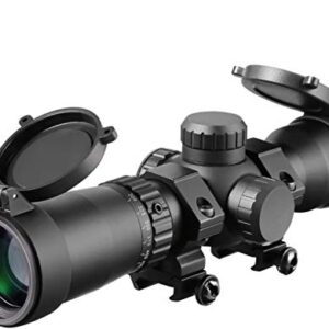 MA3TY 1.5-5x32 Crossbow Scope, 20-100 Yards Ballistic Reticle, 300-425 FPS Speed Adjustment,Second Focal Plane,Crossbow Scopes,2 Retical Illuminated Compact Optics, W/Rings