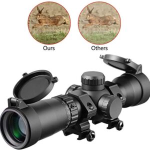 MA3TY 1.5-5x32 Crossbow Scope, 20-100 Yards Ballistic Reticle, 300-425 FPS Speed Adjustment,Second Focal Plane,Crossbow Scopes,2 Retical Illuminated Compact Optics, W/Rings