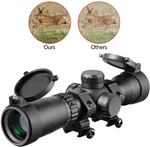 MA3TY 1.5-5x32 Crossbow Scope, 20-100 Yards Ballistic Reticle, 300-425 FPS Speed Adjustment,Second Focal Plane,Crossbow Scopes,2 Retical Illuminated Compact Optics, W/Rings