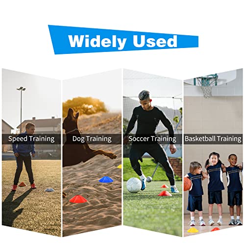 FGBNM Disc Cones, 50/100/200 Pack Agility Soccer Cones with Carry Bag and Holder, Soccer Cones for Sports Training, Football, Soccer, Basketball, Coaching, Practice Equipment, 5 Color