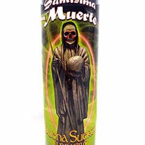 Holy Death 7 Day Yellow Candle -veladoras para la Santa Muerte , Santa Muerte Veladora-Santisima Muerte-7 Day Candle- devotional Candle- Yellow Candle- Good Luck and Financial Prosperity