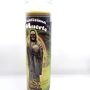 Holy Death 7 Day Yellow Candle -veladoras para la Santa Muerte , Santa Muerte Veladora-Santisima Muerte-7 Day Candle- devotional Candle- Yellow Candle- Good Luck and Financial Prosperity