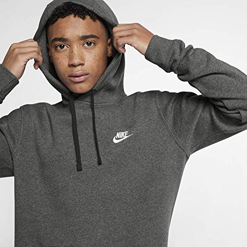 Nike Men's Sportswear Club Pullover Hoodie, Charcoal Heather/Charcoal Heather/White, X-Large Tall