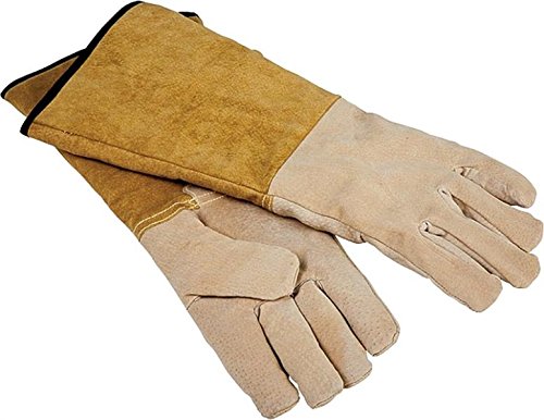 Rocky Mountain Goods Leather Fireplace Gloves 16”- Extra Long Heat Resistant Pig Skin Leather - Large - Premium Suede Gloves for fire pits, Grilling, Welding, Cooking - Unisex Design - Hang Strap