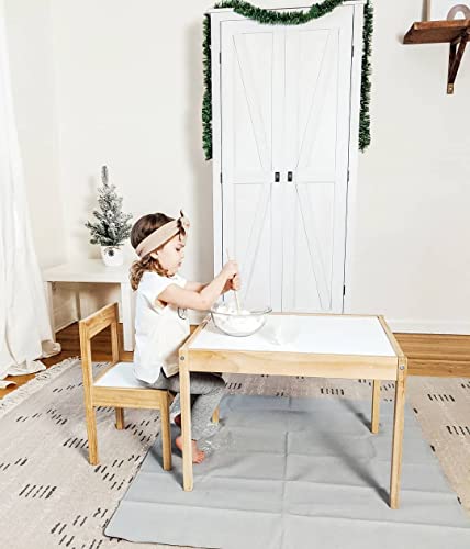 Vegan Leather High Chair Mat by Lark Baby Goods (40 x 40 in) - Waterproof Wipeable Splat Mat for Under High Chair - Baby High Chair Floor Mat for Splash and Spill Protection - Grey