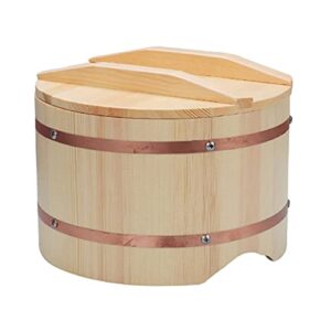 wooden sushi rice bowl with lid, hangiri sushi oke sushi rice mixing tub for restaurant home, kitchen goods siz,24cm 9.4in