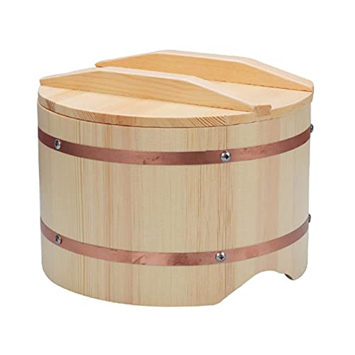 Wooden Sushi Rice Bowl with Lid, Hangiri Sushi Oke Sushi Rice Mixing Tub for Restaurant Home, Kitchen Goods Siz,24cm 9.4in